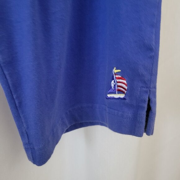 Quacker Factory QVC Blue Pants Capri Crop 1X embroidered Sailboat Cotton - Picture 5 of 8